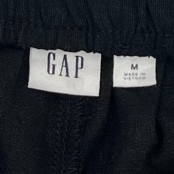 Gap Womens Linen Blend Pull On Shorts Size M Black Elastic Waist Pockets 4" - Picture 5 of 11